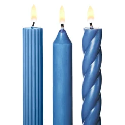Assorted Blue Candle Tapers 3-Pack