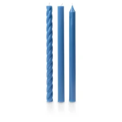 Assorted Blue Candle Tapers 3-Pack