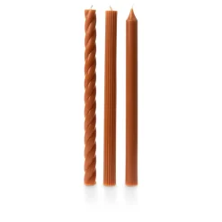Assorted Burnt Orange Candle Tapers 3-Pack