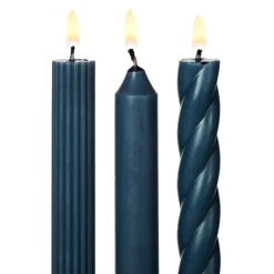 Assorted Deep Blue Candle Tapers 3-Pack