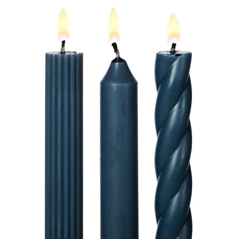 Assorted Deep Blue Candle Tapers 3-Pack