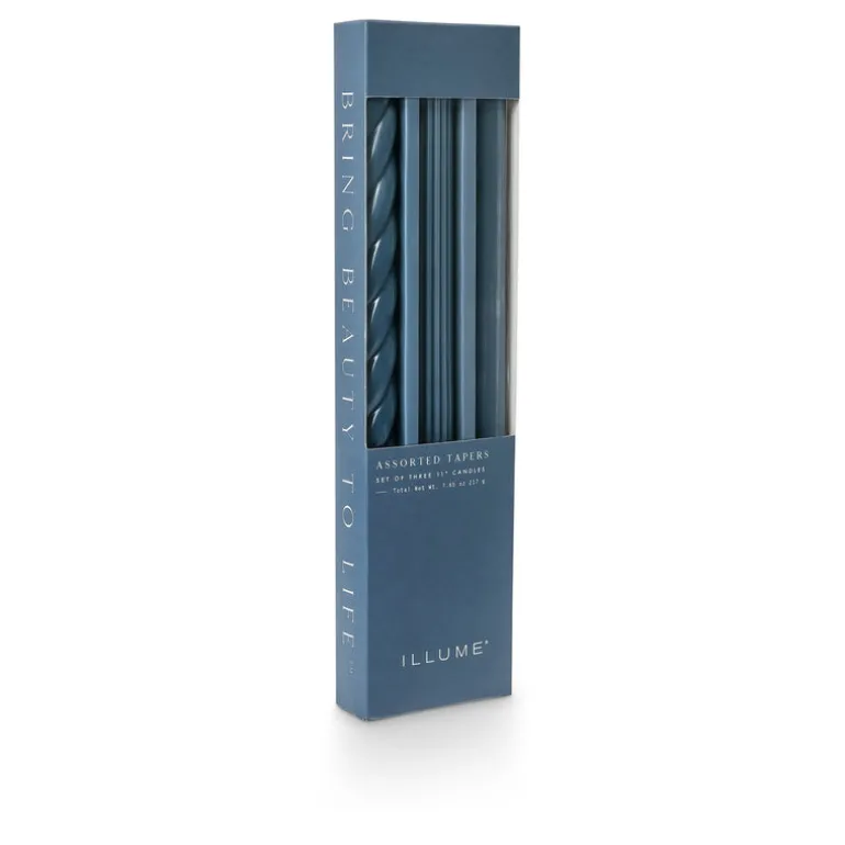 Assorted Deep Blue Candle Tapers 3-Pack