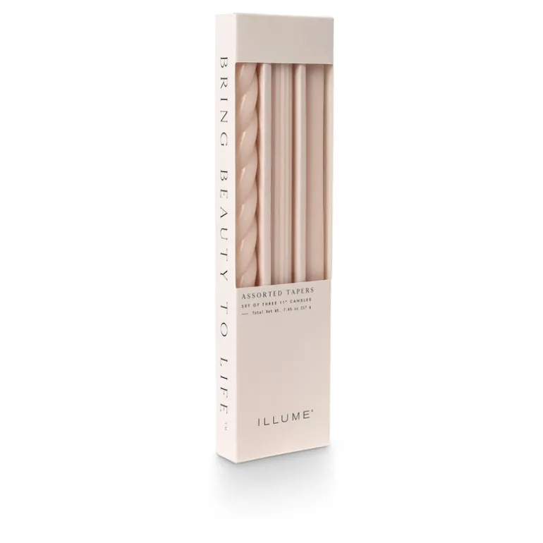 Assorted Pale Pink Candle Tapers 3-Pack