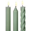 Assorted Sage Green Candle Tapers 3-Pack