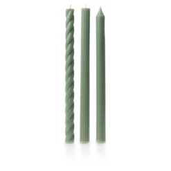 Assorted Sage Green Candle Tapers 3-Pack