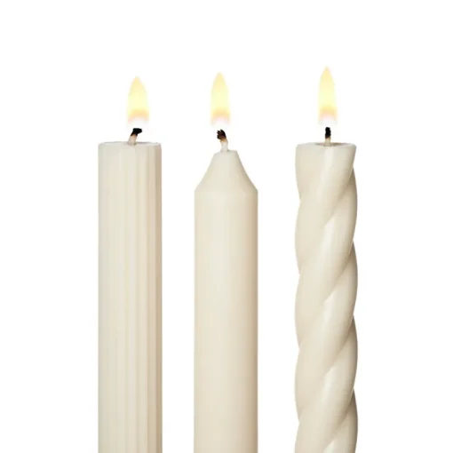 Assorted White Taper Candles 3-Pack