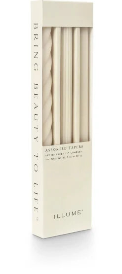 Assorted White Taper Candles 3-Pack