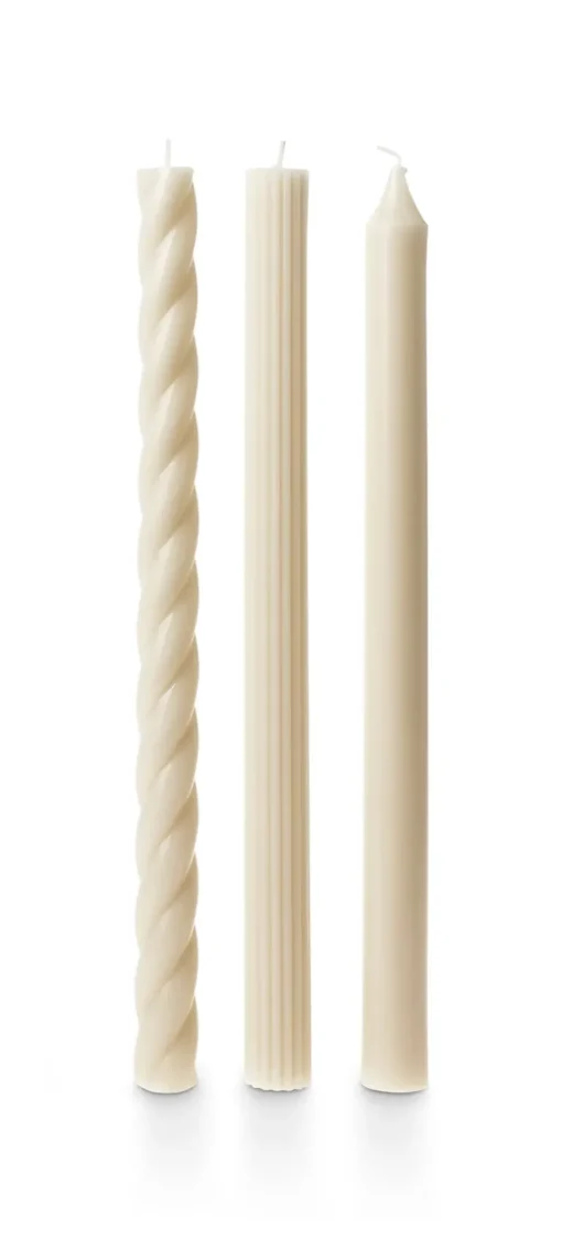 Assorted White Taper Candles 3-Pack