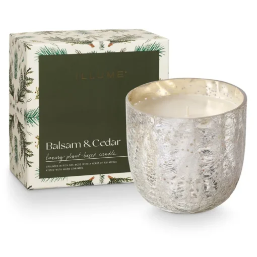 Balsam & Cedar Large Boxed Crackle Glass Candle