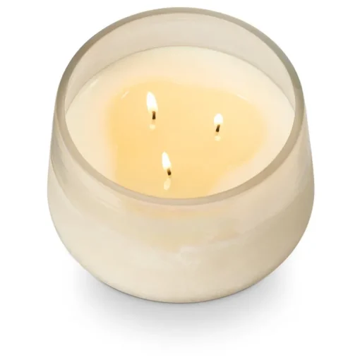 Winter White Large Baltic Glass Candle