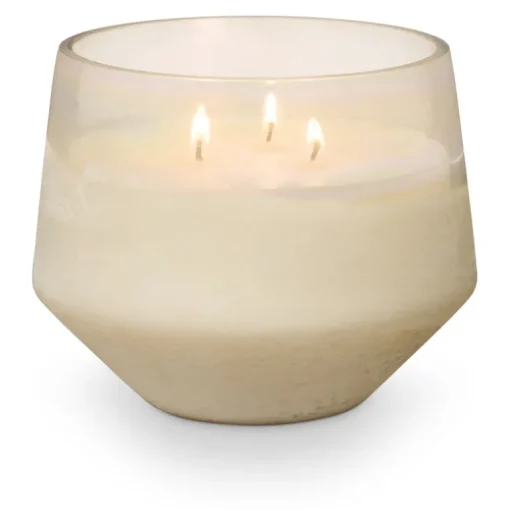 Winter White Large Baltic Glass Candle
