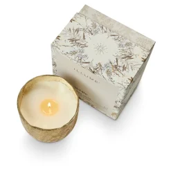 Winter White Large Boxed Crackle Glass Candle