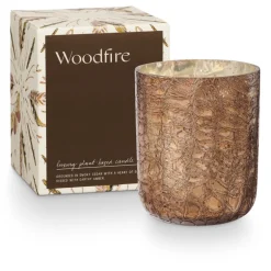 Woodfire Small Boxed Crackle Glass Candle