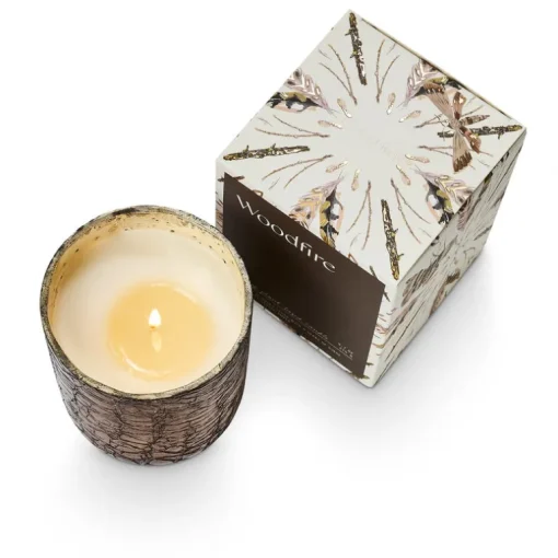 Woodfire Small Boxed Crackle Glass Candle